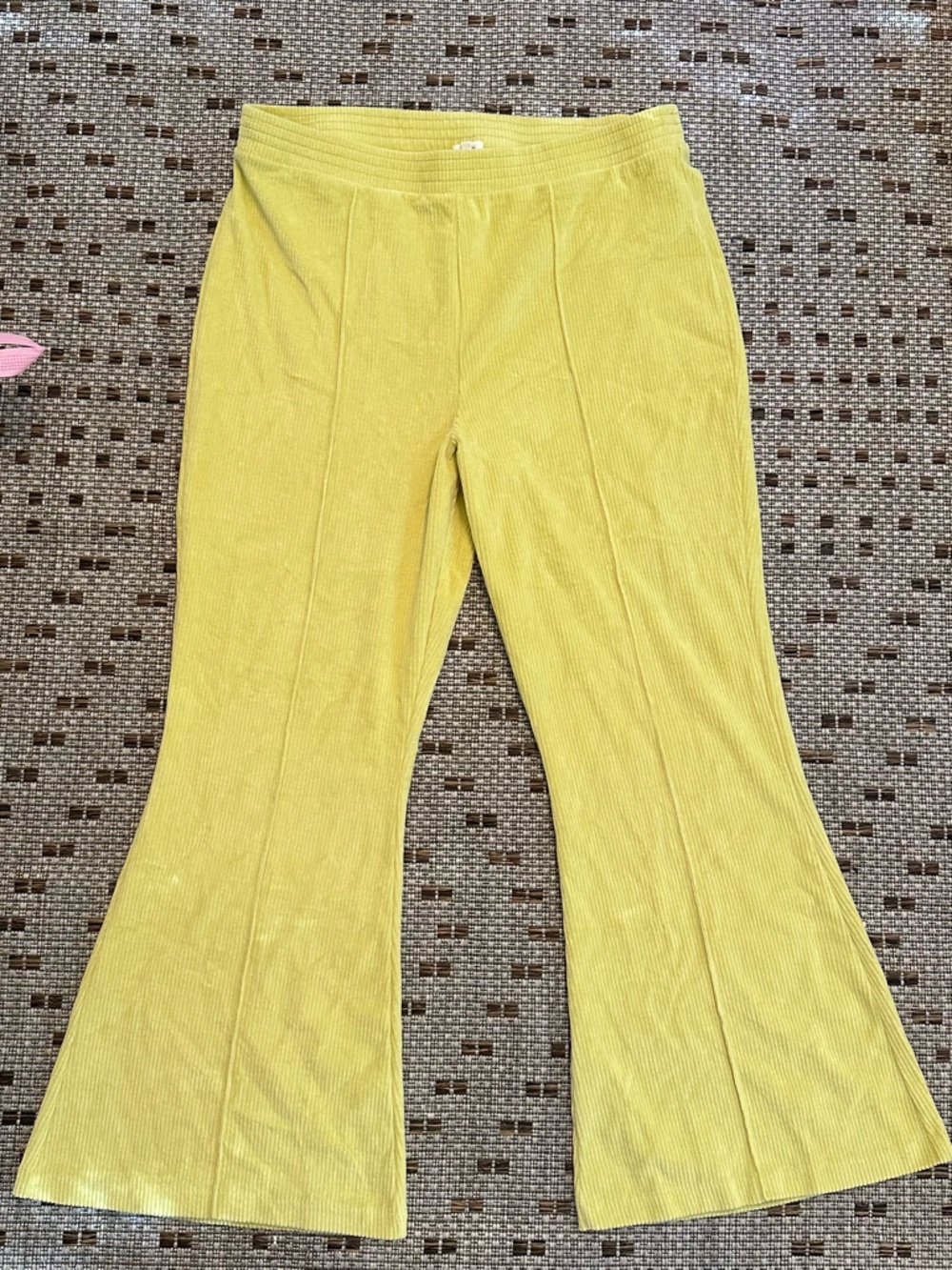 NWOT Aerie Ribbed Flare Bottoms Green Yellow XL Short